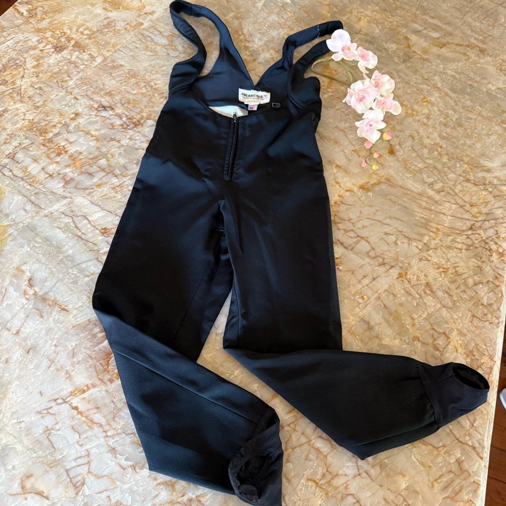 Obermeyer Body Con Black Stirrup Ski Pants Overalls 8